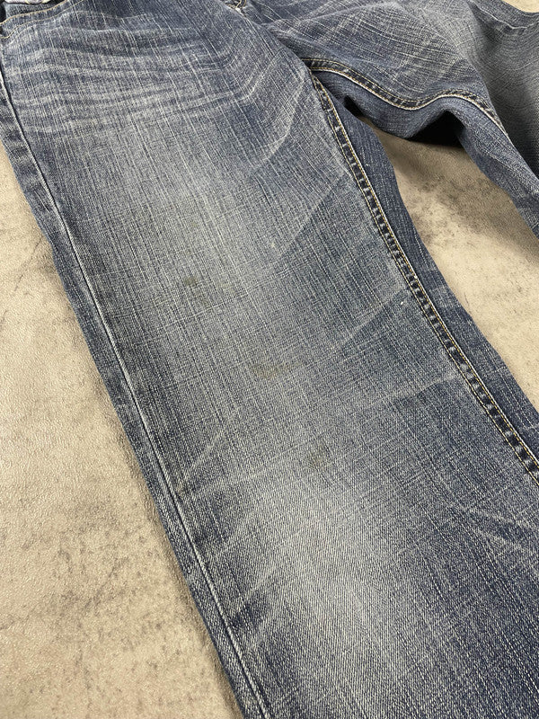 Big Train Jeans Vintage Y2K Rare Straight Fit Embroidered Size M Hip Hop #CR8461