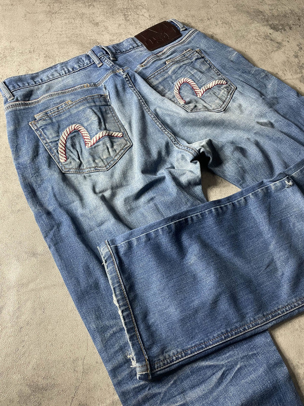 Evisu Jeans M Straight Vintage Y2K Rare Hip Hop Embroidered #GI6945