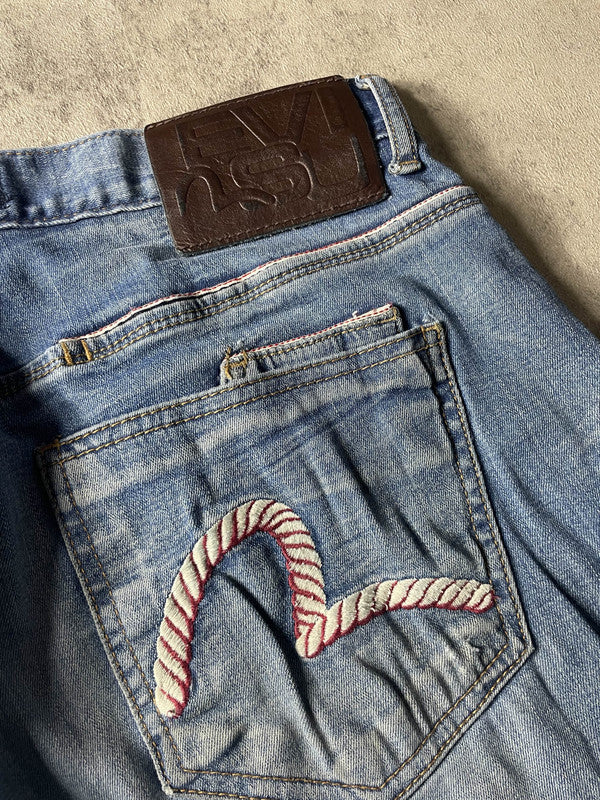 Evisu Jeans M Straight Vintage Y2K Rare Hip Hop Embroidered #GI6945