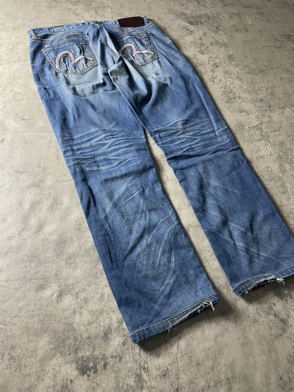 Evisu Jeans M Straight Vintage Y2K Rare Hip Hop Embroidered #GI6945