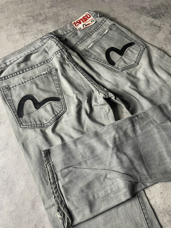 Evisu Jeans M Straight Vintage Y2k Rare Hip Hop Embroidered #VL2305