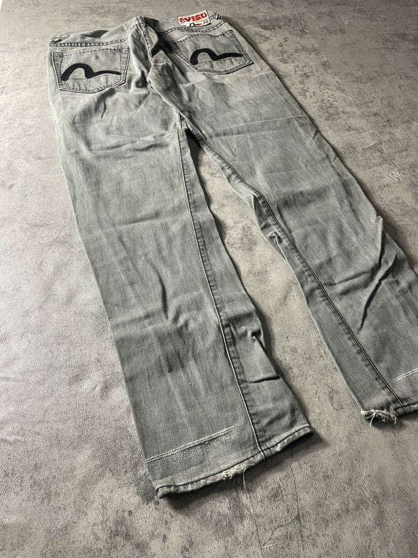 Evisu Jeans M Straight Vintage Y2k Rare Hip Hop Embroidered #VL2305