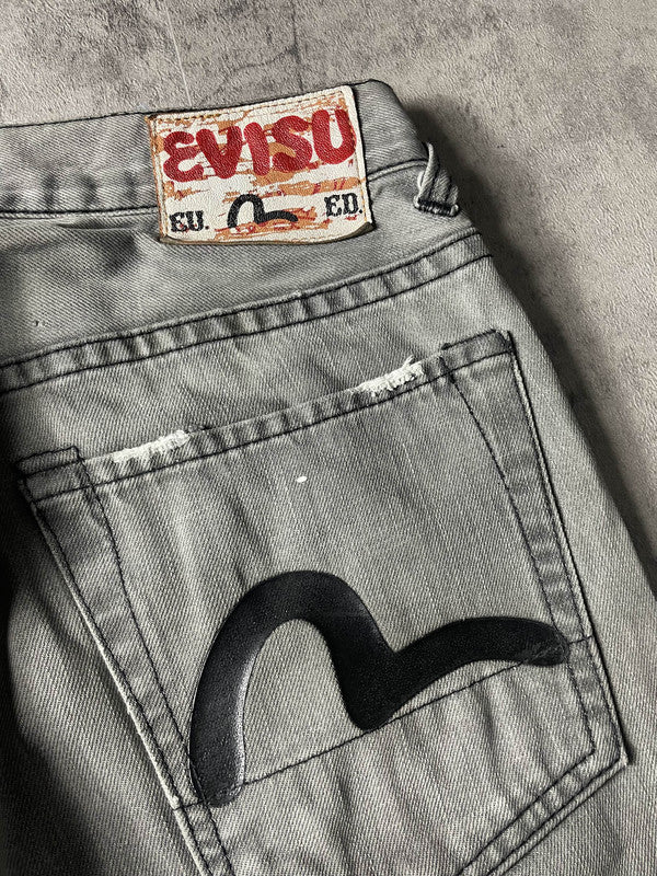 Evisu Jeans M Straight Vintage Y2k Rare Hip Hop Embroidered #VL2305