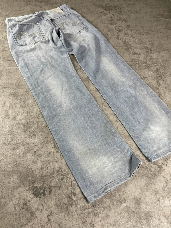 Evisu Jeans M Straight Vintage y2k Rare Hip Hop Embroidered #RM2951