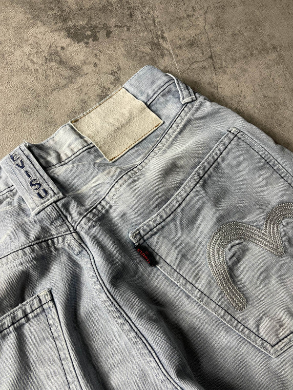Evisu Jeans M Straight Vintage y2k Rare Hip Hop Embroidered #RM2951