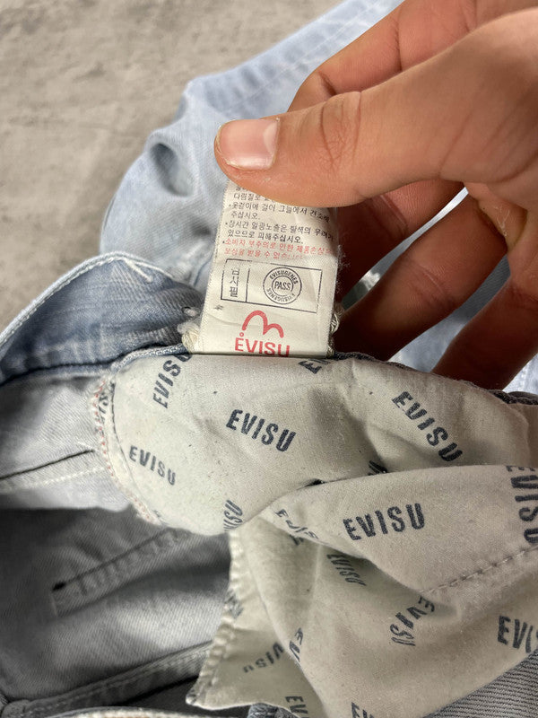 Evisu Jeans M Straight Vintage y2k Rare Hip Hop Embroidered #RM2951
