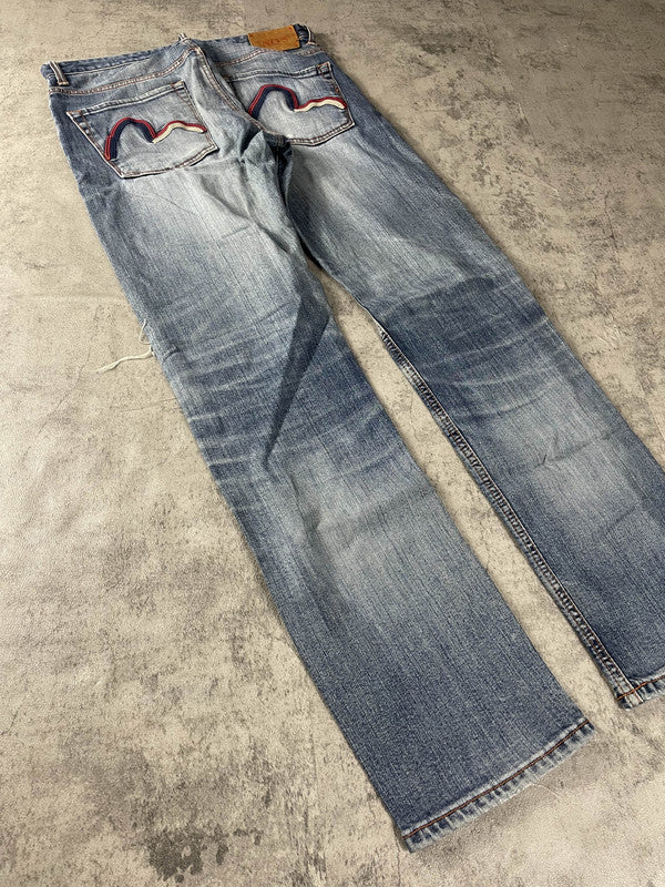 Evisu Jeans M Straight Vintage y2k Rare Hip Hop Embroidered #SV2215
