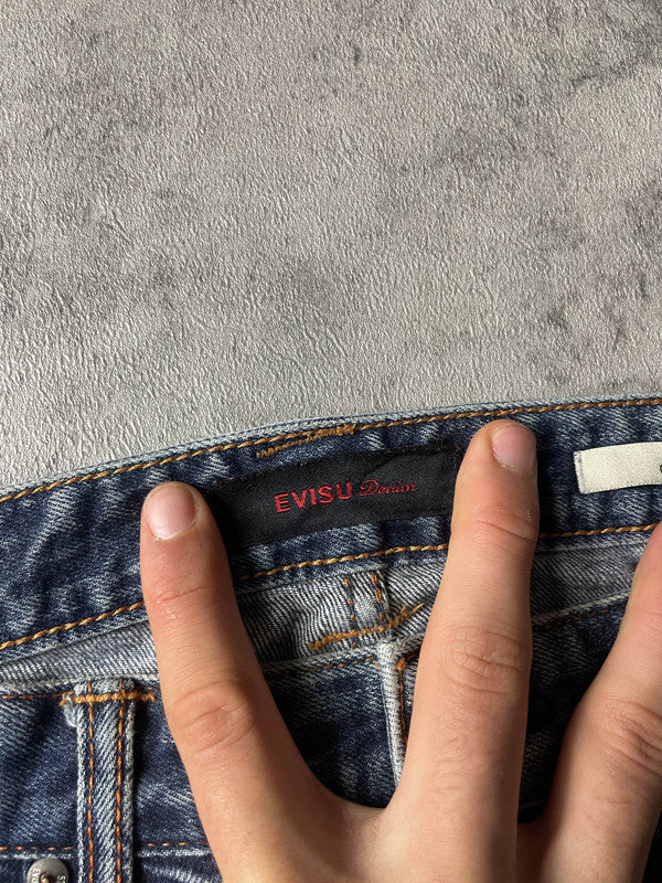 Evisu Jeans M Straight Vintage y2k Rare Hip Hop Embroidered #SV2215