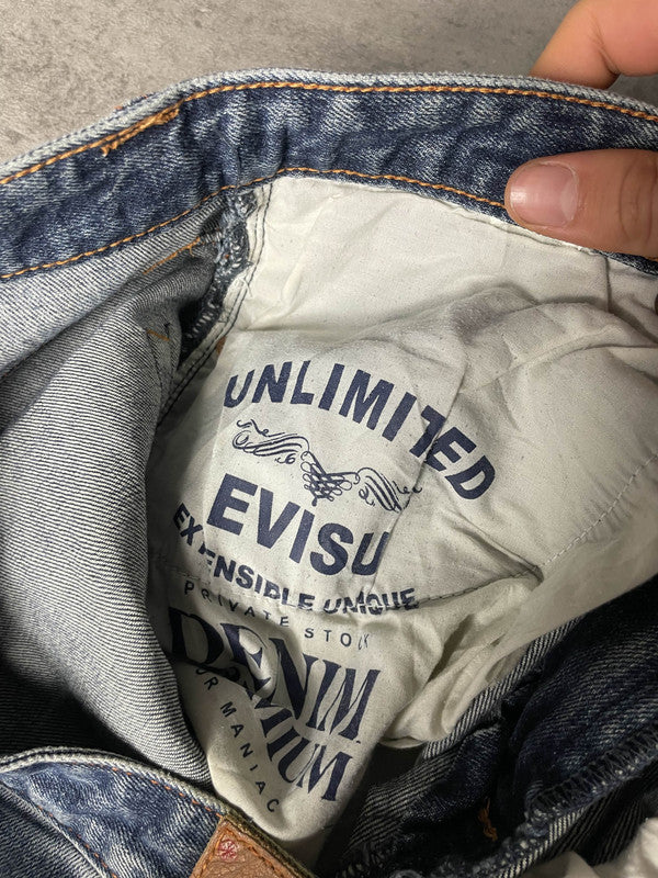 Evisu Jeans M Straight Vintage y2k Rare Hip Hop Embroidered #SV2215