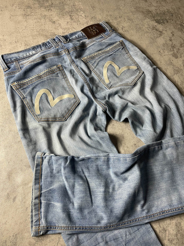 Evisu Jeans M Vintage Y2K Rare Straight Hip Hop Embroidered #PT9452