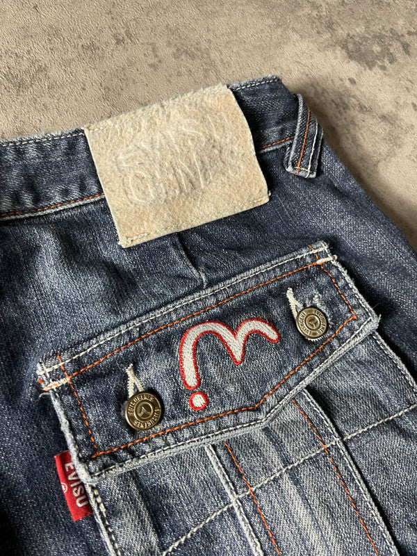 Evisu Jeans M Vintage y2k Rare Baggy Hip Hop Embroidered Denim #ZB1608