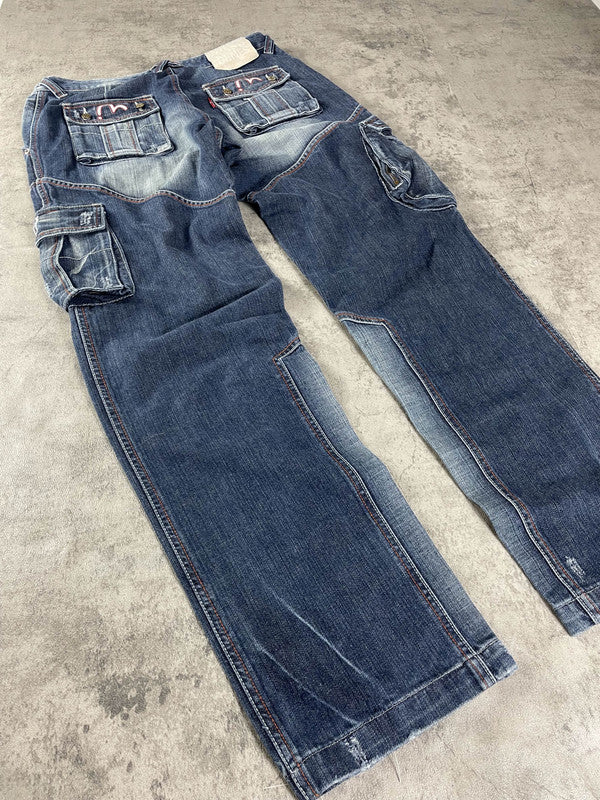Evisu Jeans M Vintage y2k Rare Baggy Hip Hop Embroidered Denim #ZB1608