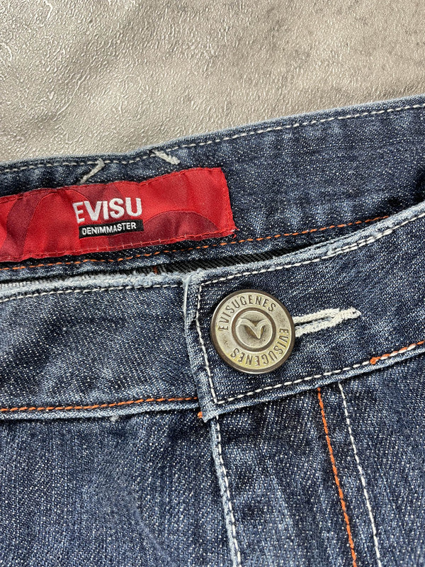 Evisu Jeans M Vintage y2k Rare Baggy Hip Hop Embroidered Denim #ZB1608