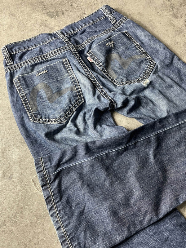 Evisu Jeans S Bootcut Vintage Y2K Rare Denim Pants #VC8223