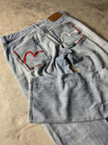 Evisu Jeans S Straight Vintage Y2k Rare Hip Hop Embroidered #FM8190