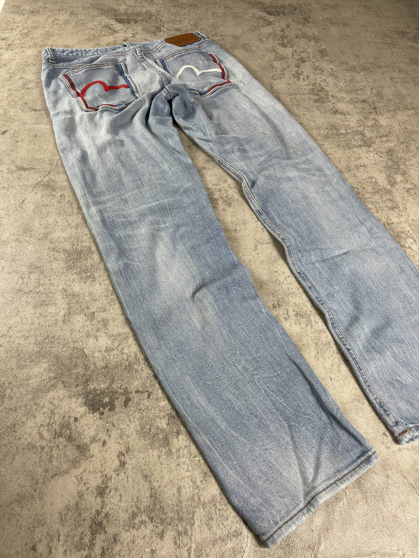 Evisu Jeans S Straight Vintage Y2k Rare Hip Hop Embroidered #FM8190