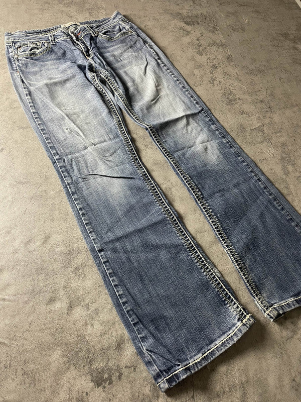 Jeans Bootcut M Vintage y2k rare Hip Hop Embroidered (Stile Miss Me) #UI1295