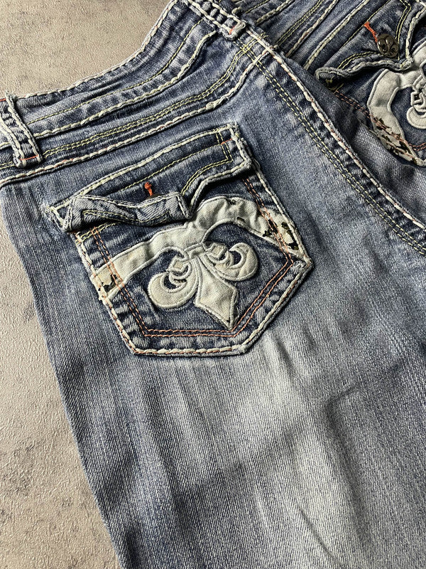 Jeans Bootcut M Vintage y2k rare Hip Hop Embroidered (Stile Miss Me) #UI1295