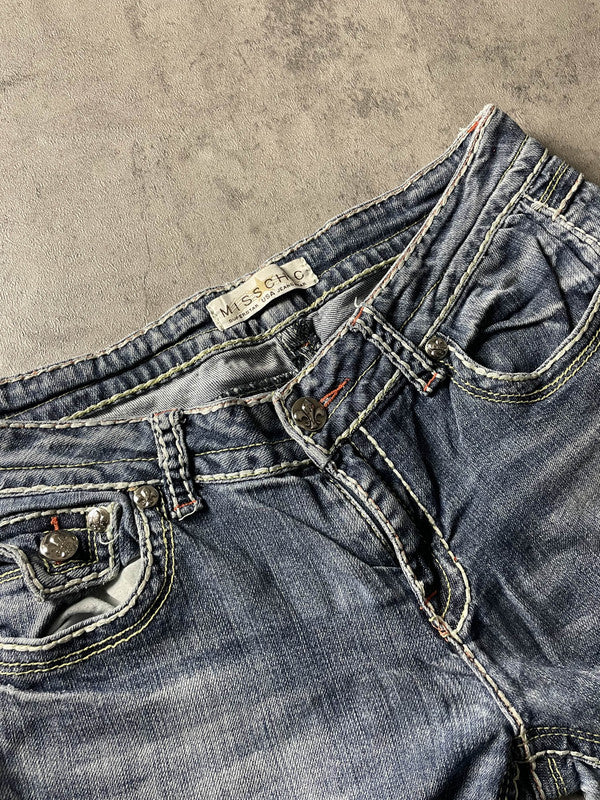 Jeans Bootcut M Vintage y2k rare Hip Hop Embroidered (Stile Miss Me) #UI1295