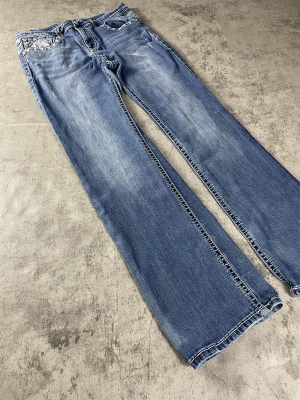 Jeans L Vintage Dressing Bootcut Embroidered Hip Hop y2k Rare (Stile Miss Me) #HK2295