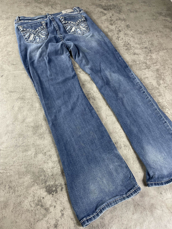 Jeans L Vintage Dressing Bootcut Embroidered Hip Hop y2k Rare (Stile Miss Me) #HK2295