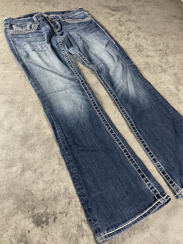 Jeans L Vintage Dressing Bootcut Rare Hip Hop Embroidered (Stile Miss Me) #ZY1227