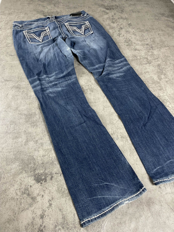 Jeans L Vintage Dressing Bootcut Rare Hip Hop Embroidered (Stile Miss Me) #ZY1227