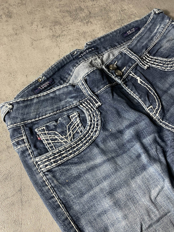 Jeans L Vintage Dressing Bootcut Rare Hip Hop Embroidered (Stile Miss Me) #ZY1227