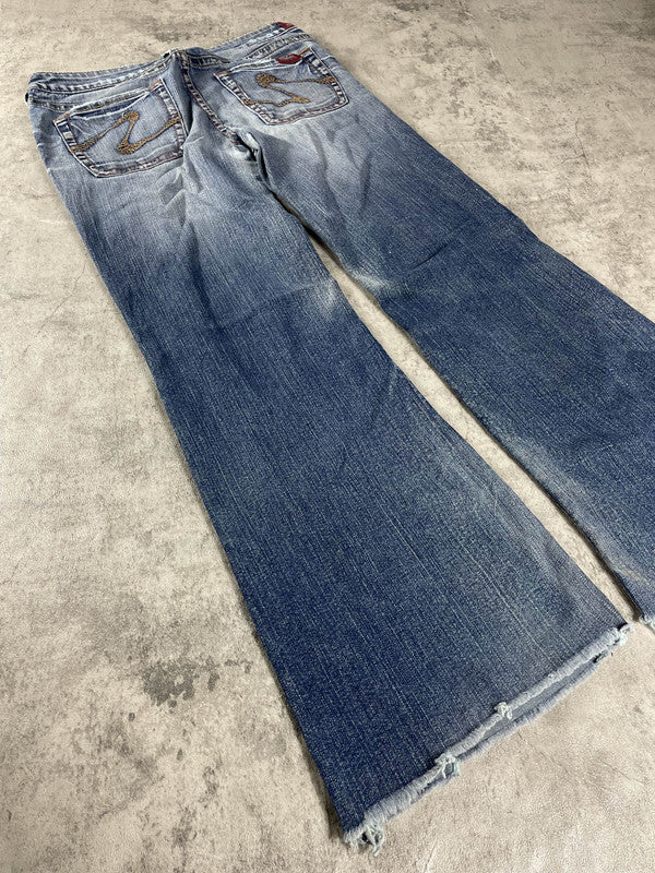 Jeans Silver Vintage Y2k Rare Bootcut M Hip Hop Embroidered (Stile Miss Me) #HE8971