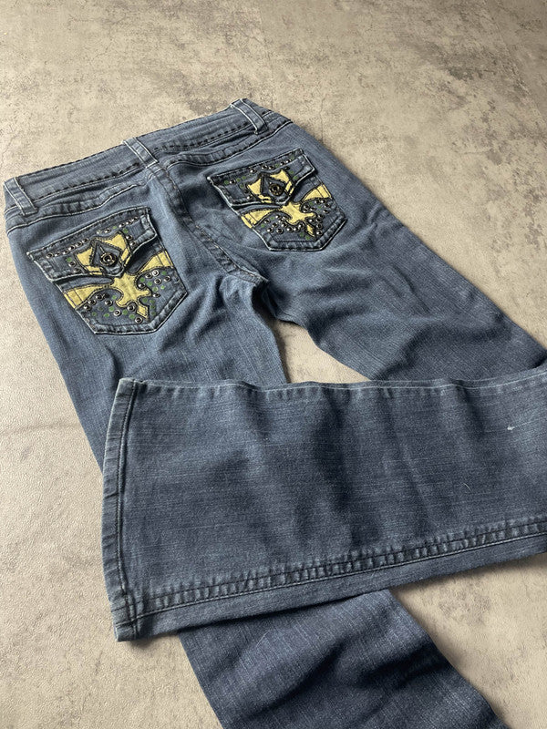 Jeans Vintage Dressing Bootcut S Hip Hop Embroidered (Stile Miss Me) #AZ9466