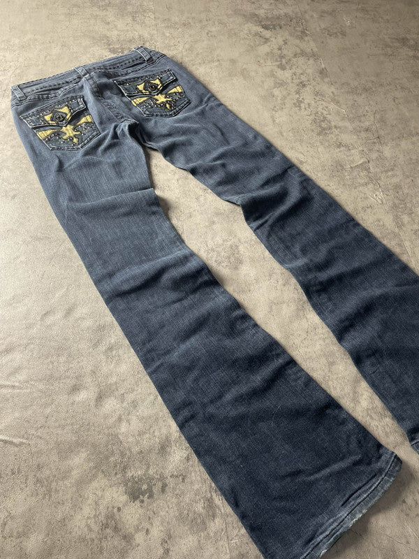 Jeans Vintage Dressing Bootcut S Hip Hop Embroidered (Stile Miss Me) #AZ9466