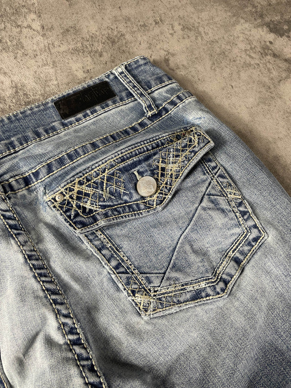 Jeans Vintage Dressing L Bootcut Hip Hop Embroidered (Stile Miss Me) #XV7388