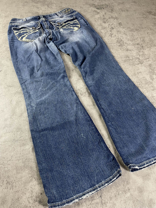 Jeans Vintage Dressing L Bootcut Hip Hop Embroidered y2k Rare (Stile Miss Me) #DT7995