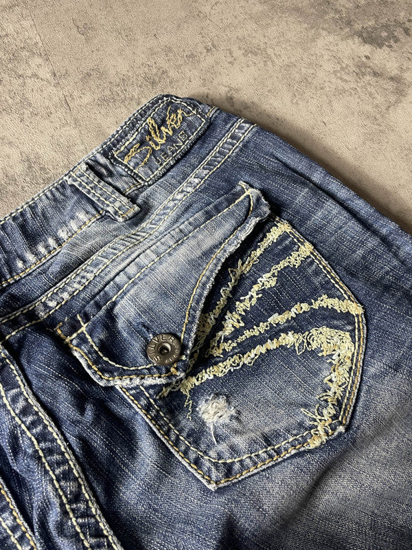Jeans Vintage Dressing L Bootcut Hip Hop Embroidered y2k Rare (Stile Miss Me) #DT7995