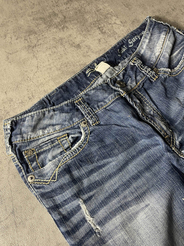 Jeans Vintage Dressing L Bootcut Hip Hop Embroidered y2k Rare (Stile Miss Me) #DT7995