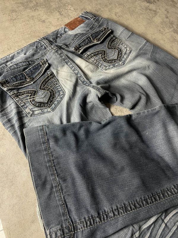 Jeans Vintage Dressing L Bootcut Hip Hop Embroidered y2k Rare (Stile Miss Me) #ZS6900