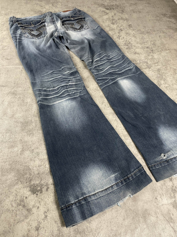 Jeans Vintage Dressing L Bootcut Hip Hop Embroidered y2k Rare (Stile Miss Me) #ZS6900