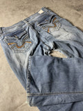 Jeans Vintage Dressing L Bootcut Y2k Rare Hip Hop Embroidered #OP7711