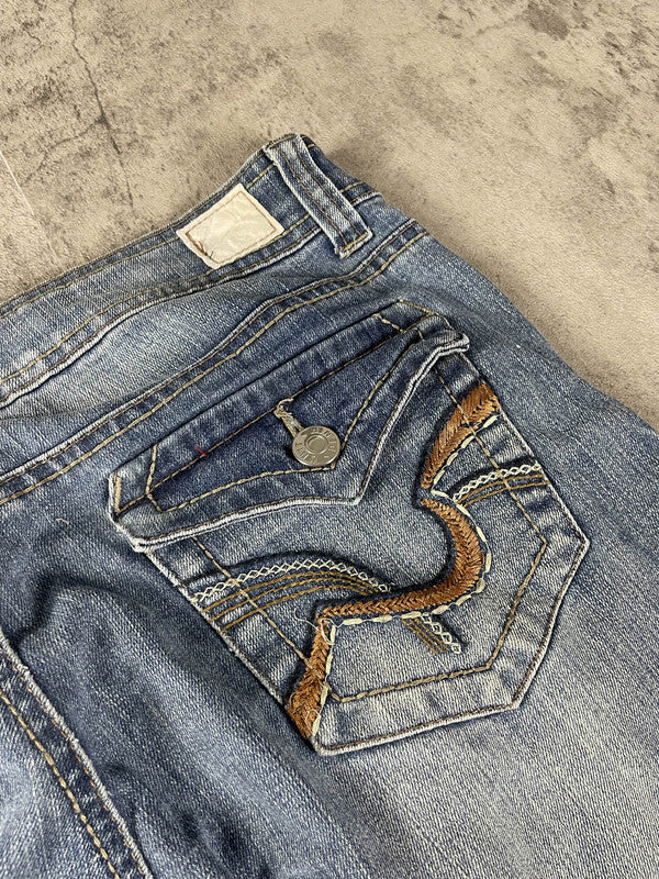 Jeans Vintage Dressing L Bootcut Y2k Rare Hip Hop Embroidered #OP7711