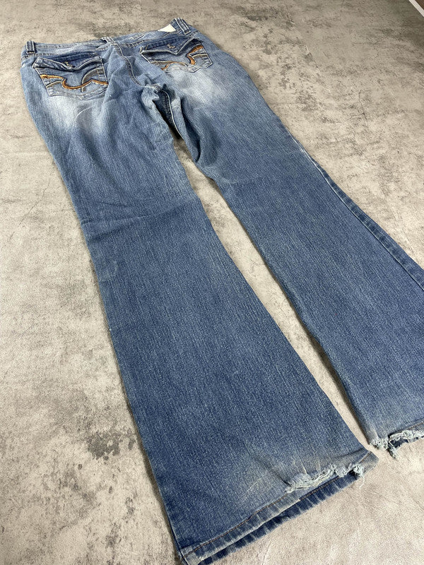 Jeans Vintage Dressing L Bootcut Y2k Rare Hip Hop Embroidered #OP7711