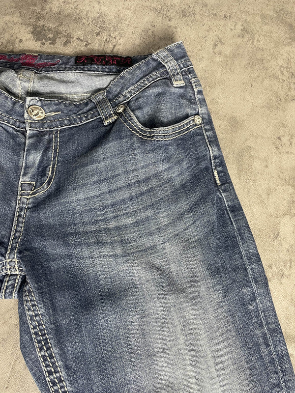 Jeans Vintage Dressing M Bootcut Denim Hip Hop Embroidered (Stile Miss Me) #IV0896