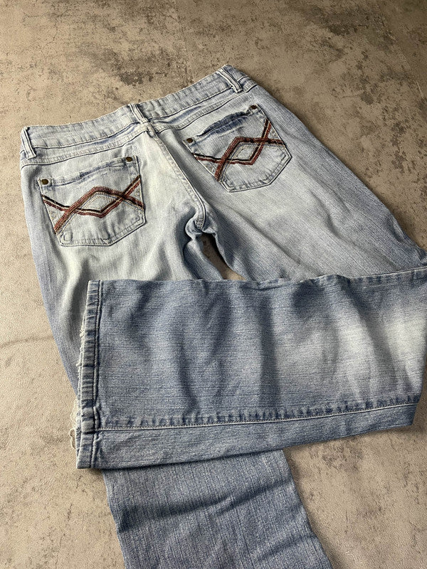 Jeans Vintage Dressing M Bootcut Denim Hip Hop Embroidered (Stile Miss Me) #RA4803