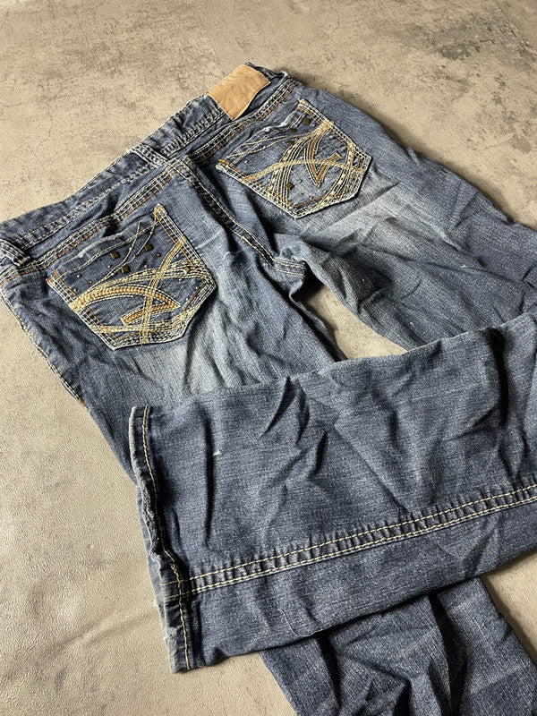 Jeans Vintage Dressing M Bootcut Hip Hop Embroidered (Stile Miss Me) #AI0347