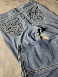 Jeans Vintage Dressing M Bootcut Hip Hop Embroidered (Stile Miss Me) #SS1876