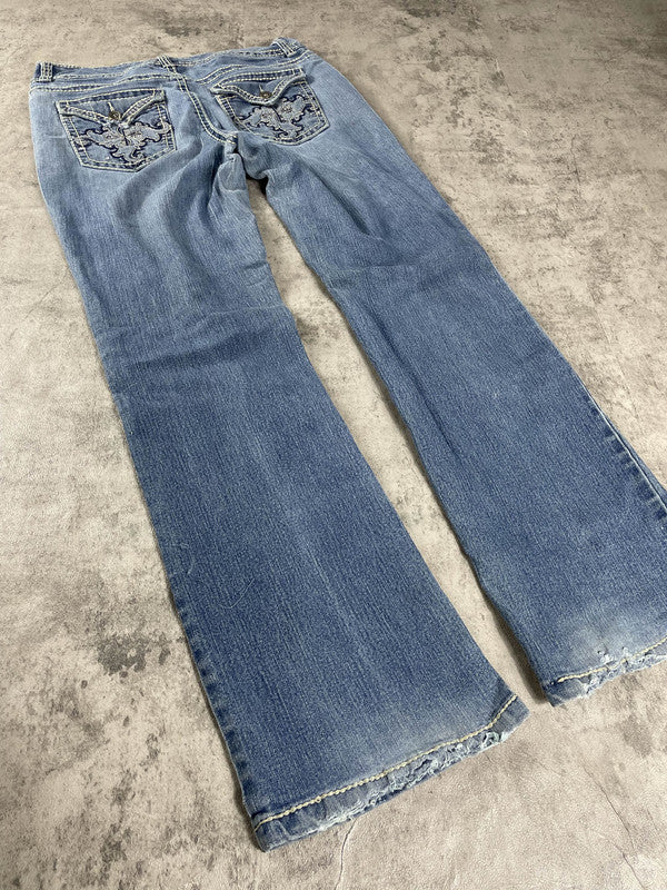 Jeans Vintage Dressing M Bootcut Hip Hop Embroidered (Stile Miss Me) #SS1876