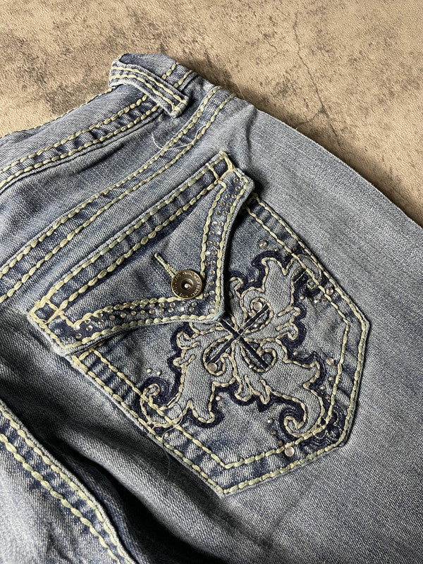 Jeans Vintage Dressing M Bootcut Hip Hop Embroidered (Stile Miss Me) #SS1876