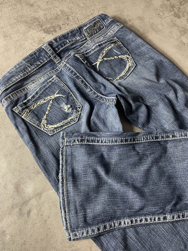 Jeans Vintage Dressing M Bootcut Hip Hop Embroidered (Stile Miss Me) #VD4435