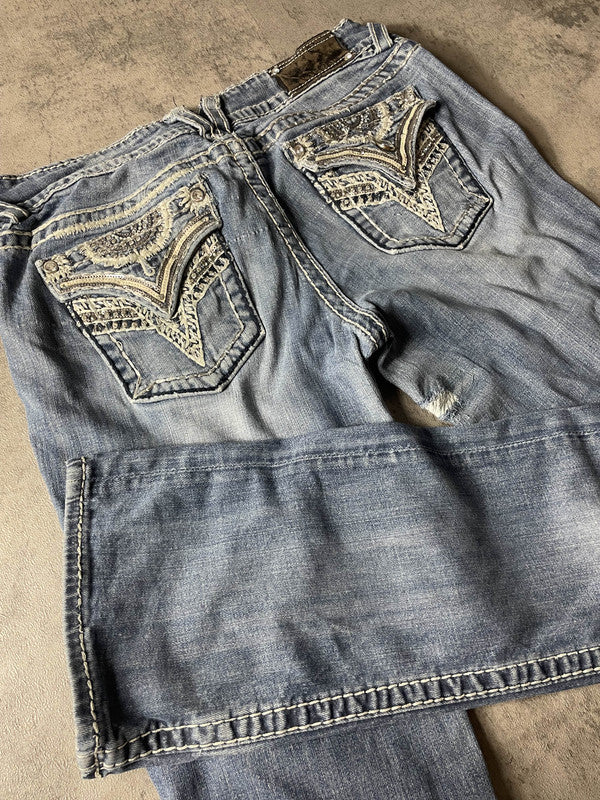 Jeans Vintage Dressing M Bootcut Rare Embroidered Hip Hop (Stile Miss Me) #XH5670