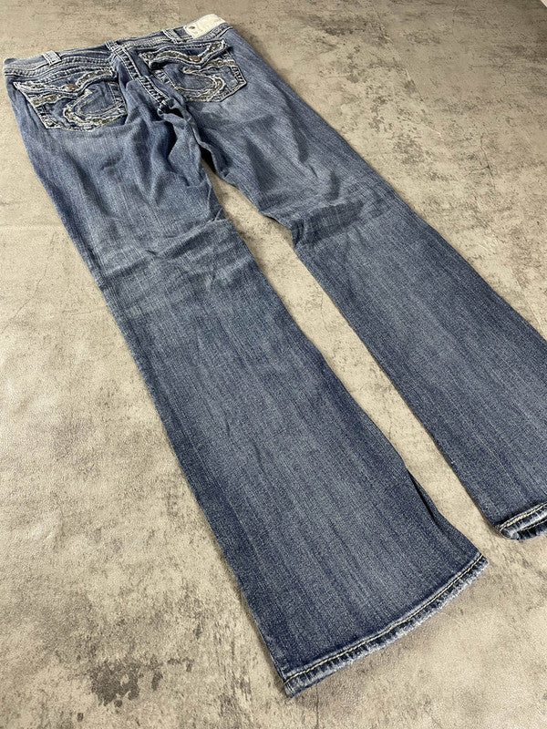 Jeans Vintage Dressing M Bootcut Rare Y2k Hip Hop Embroidered (Stile Miss Me) #SE9506