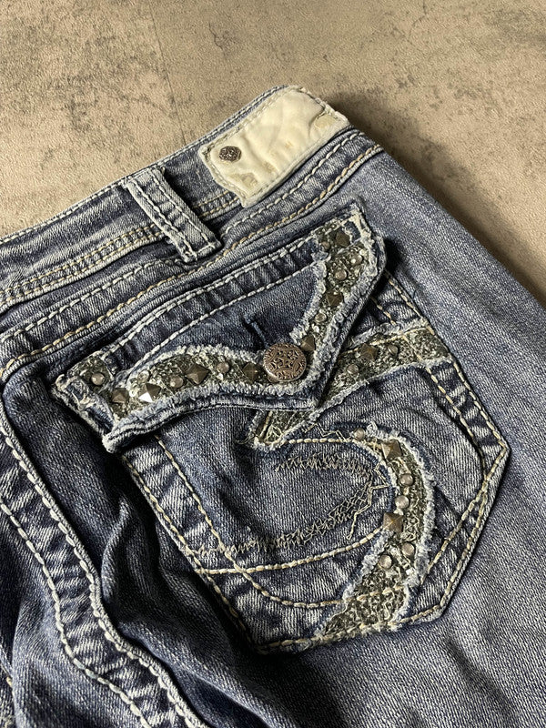 Jeans Vintage Dressing M Bootcut Rare Y2k Hip Hop Embroidered (Stile Miss Me) #SE9506
